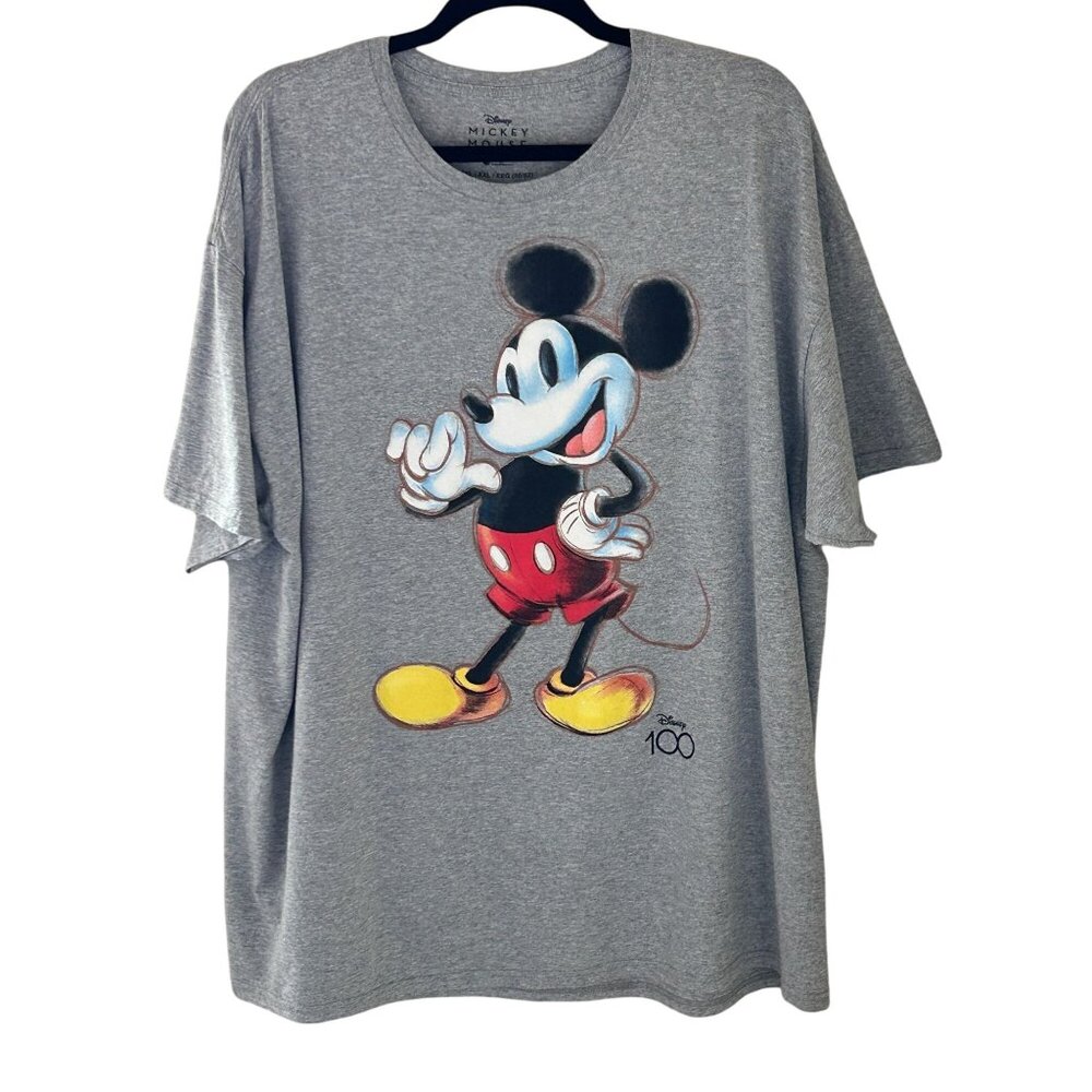 Disney Mickey Mouse T Shirt Retro Short Sleeve Heather Gray Adults Plus Size 2XL